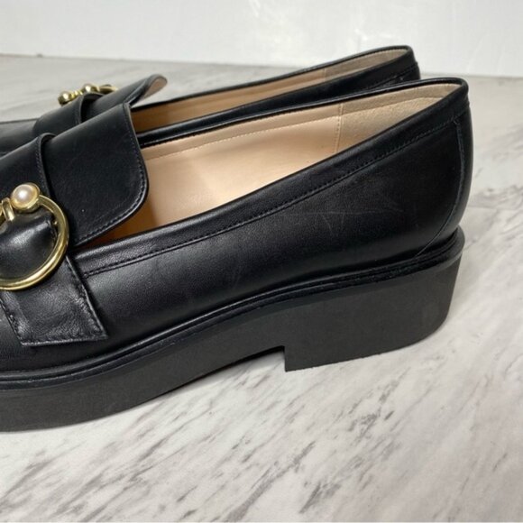 Stuart Weitzman Brenna Black Leather Loafer 8 1/2 B - Picture 9 of 16